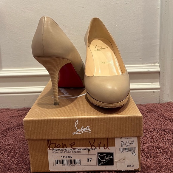 Christian Louboutin Prorata 90 calf heel tan leather - Picture 6 of 7